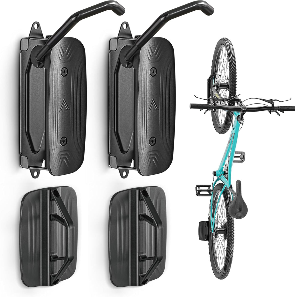 monTEK Swivel Bike Wall Mount, Bike Hangers for Garage, Space-Saving Vertical Bike Rack, Sturdy Bike Storage Rack Holds Up to 66lbs, Easy to Install, 2 Pack