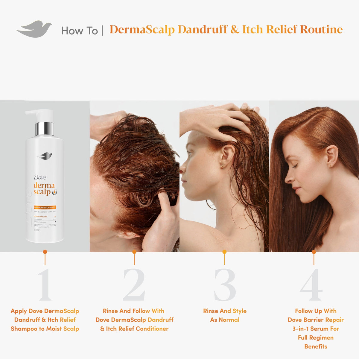 Dove Derma Scalp Dandruff & Itch Relief Shampoo, Pyrithione Zinc, 16 Fl oz