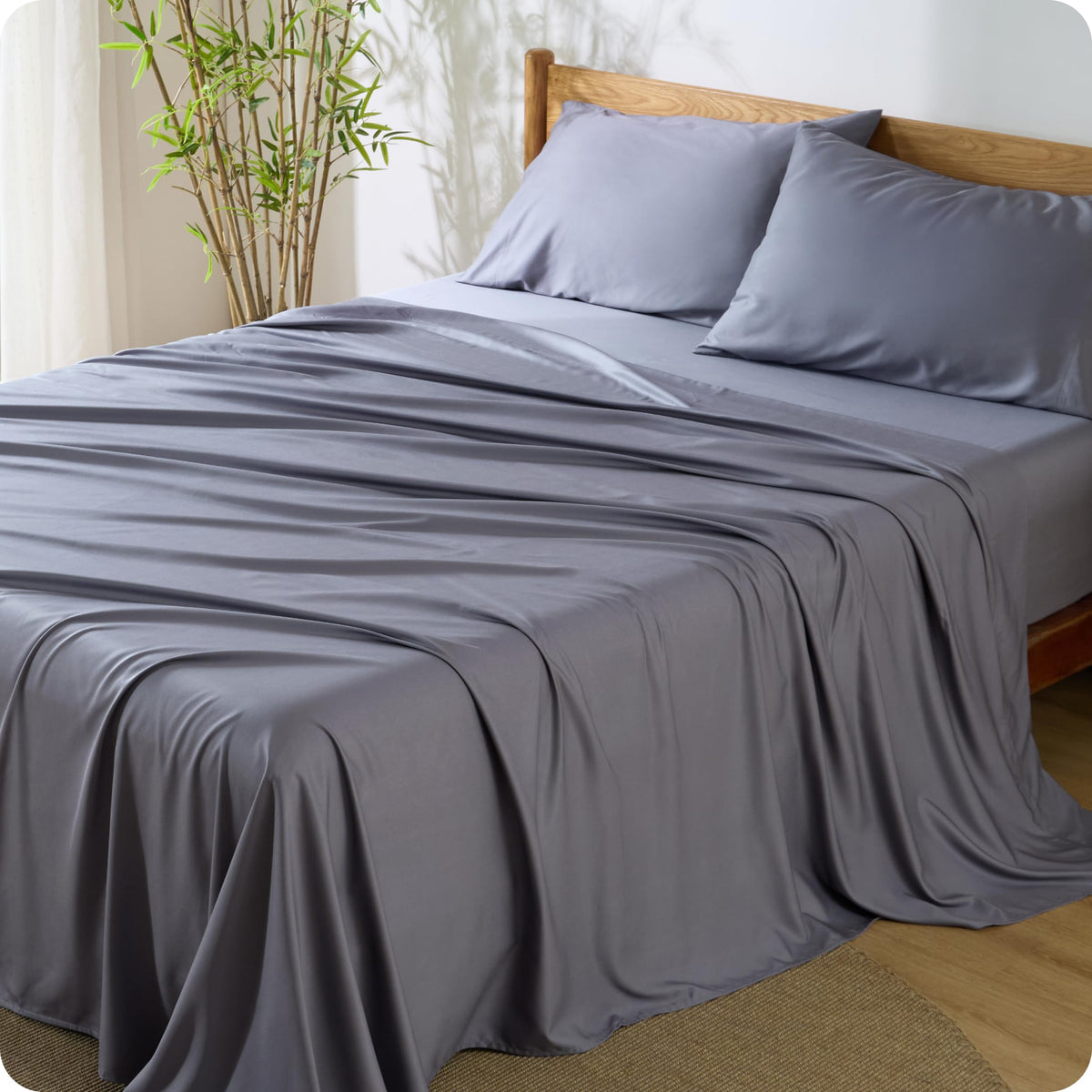 Bedsure PureWoven 100% Rayon Derived from Bamboo, King Size Sheets Set