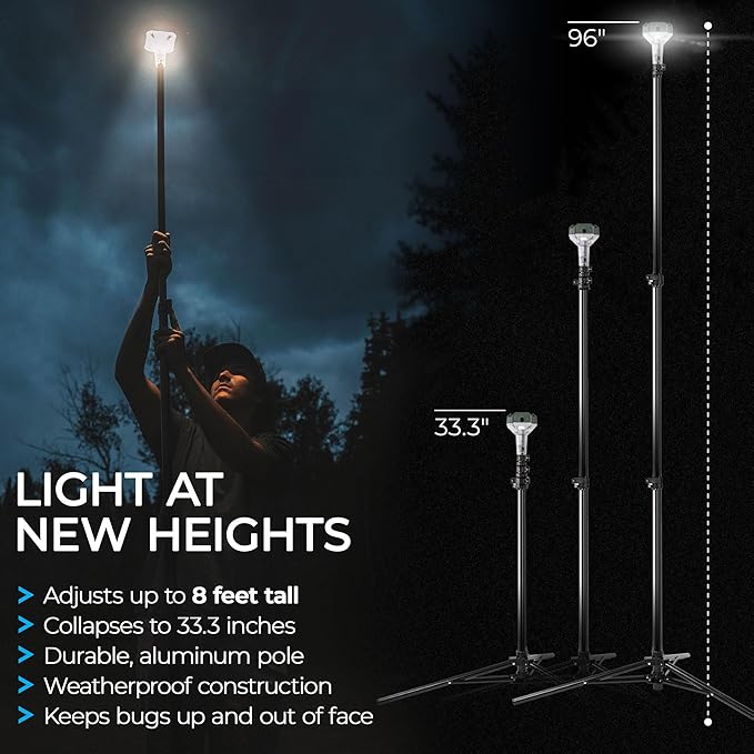 Devos Outdoor | LightRanger 800 Lumen Rechargeable Telescoping LED Lantern | 30 Hour Run Time | Illuminates a 40 Foot Diameter Area | 2 Pack with Padded Case