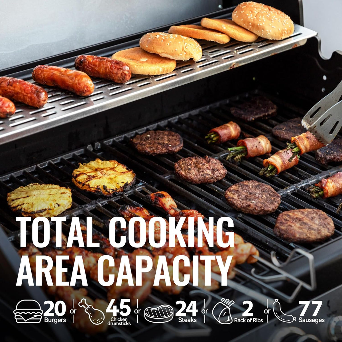 Royal Gourmet SG5003H 4 Burner Propane Gas Grill with Side Burner & Warming Rack, Cabinet Style Gas Grill with 49,000 BTUs Output for Outdoor Patio Garden Backyard Cooking, Black
