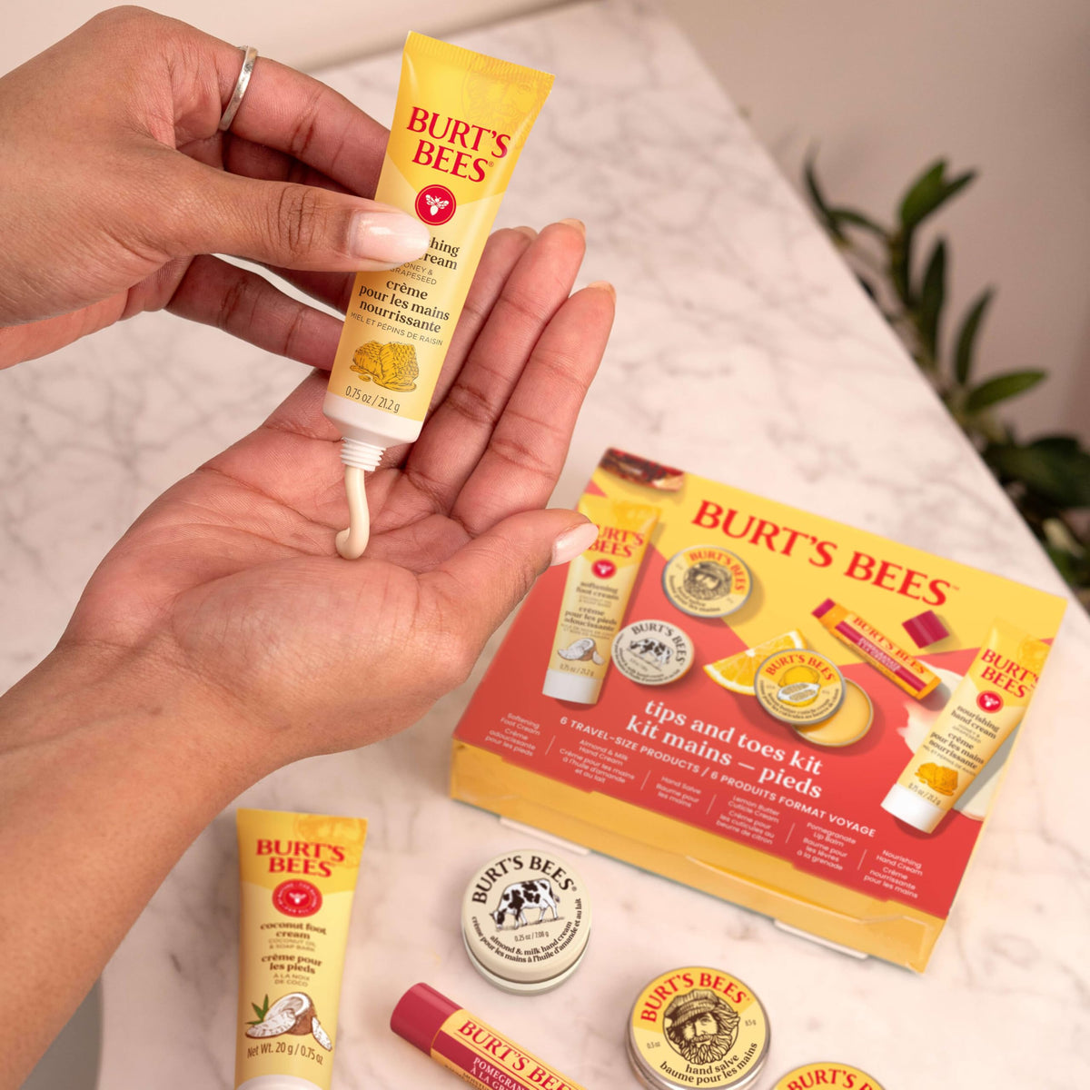 Burt's Bees Tips and Toes Kit Gift Set, 6 Travel Size Products