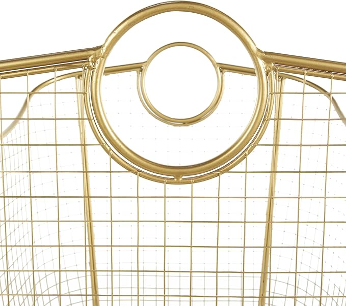 Deco 79 Metal Decorative and Functional Storage Basket Deep Basket Organizer with Round Handles, Basket for Storage 20" x 18" x 19", Gold
