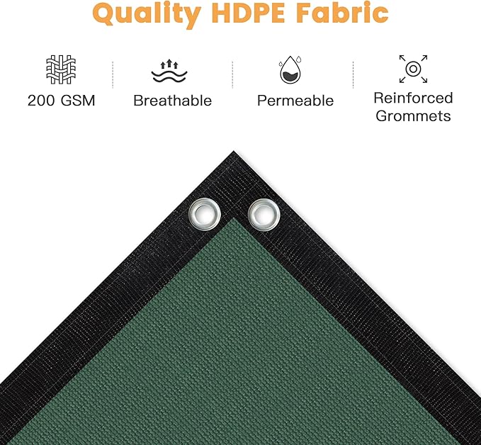 VICLLAX Shade Fabric Sun Shade Cloth with Every 2 FT Grommets for Patio Garden Pergola Cover Canopy 11x14 FT, Dark Green