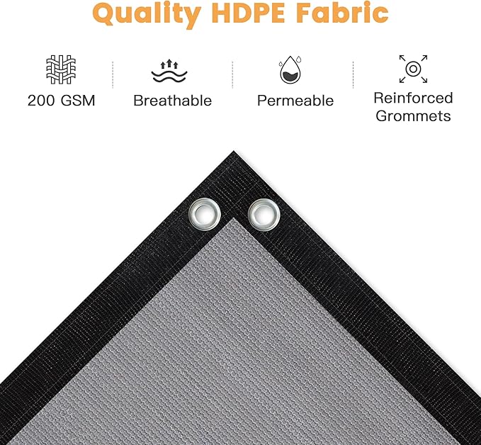 VICLLAX Shade Fabric Sun Shade Cloth with Every 2 FT Grommets for Patio Garden Pergola Cover Canopy 5x22 FT, Light Grey