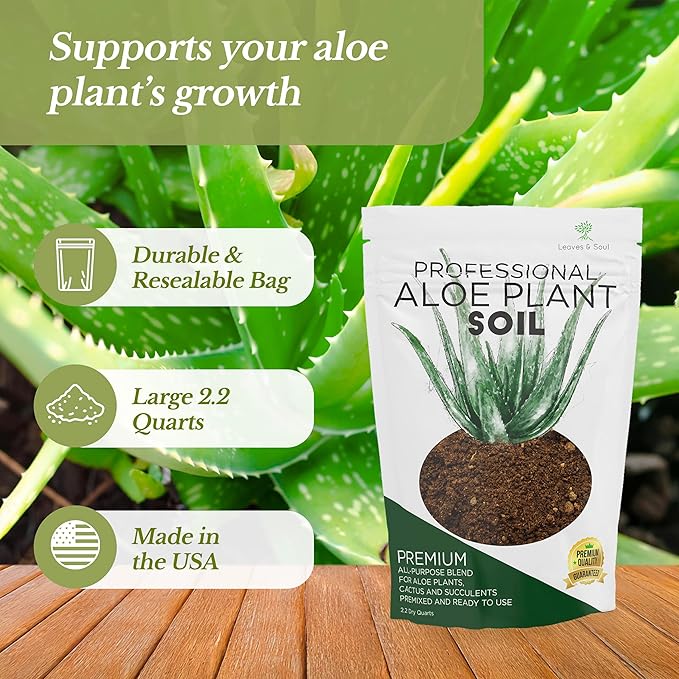 Professional Aloe Plant Soil | Premium All Purpose Blend | Large 2.2 Quarts | Ready to Use for Aloe, Cactus, Succulent Plants | Pinebark, Peat, Course Sand | Made in USA