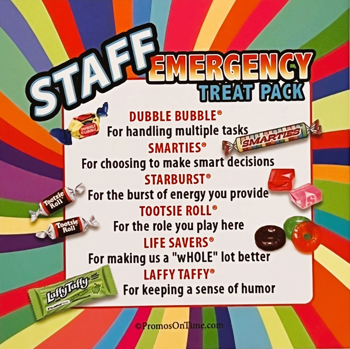 Staff Emergency Treat Pack (Set of 100) Employee Appreciation Goody Bags Gifts