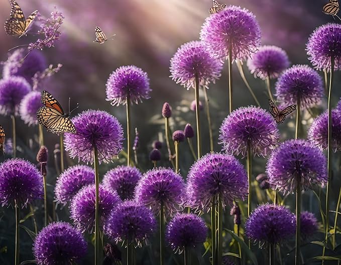 Purple Allium Bulbs for Planting - Easy to Grow Perennial Flowers, Top Size Bulbs, Large Spherical Blooms (10 Bulbs)
