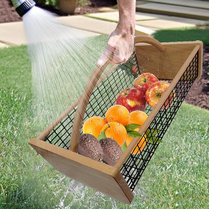 Garden Hod Harvest Basket, Durable Wooden Gardening, Supply Suitable For Kitchen, Picnic And Outdoor Picking