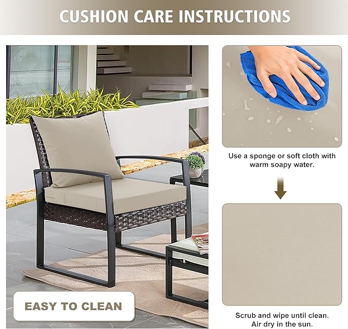 24x24 Inch Outdoor Cushions for Patio Furniture, Waterproof Outdoor Chair Cushions w/Fade-Resistant, Removable & Machine-Washable Covers, Deep Seat Sofa/Couch Pad Replacement – Set of 4, Cream