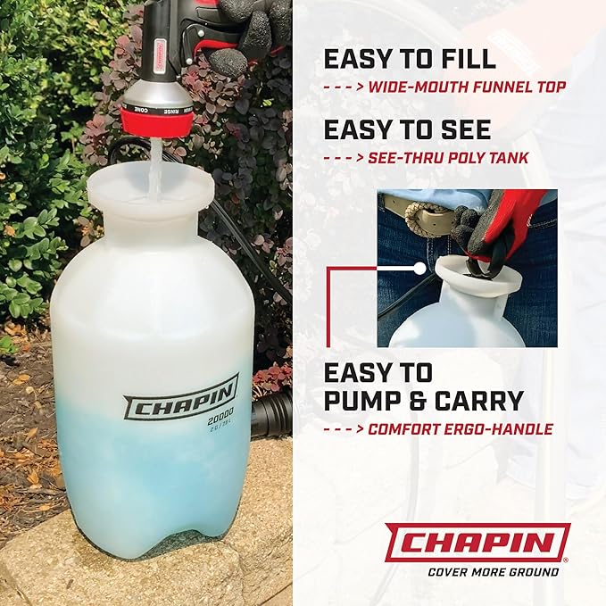 Chapin 22000 Made in USA Value Pack of 2 Units, 1 Gallon Lawn and Garden Pump Pressured Sprayer, for Spraying Plants, Garden Watering, Lawns, Weeds and Pests, Translucent White