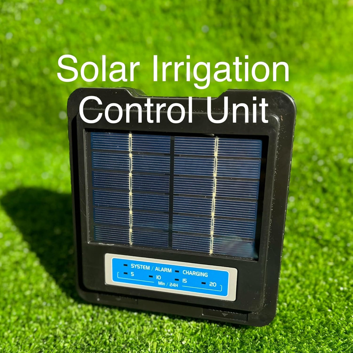 AEO Solar-Powered Automatic Watering Drip Irrigation System, 20 Adjustable Drippers, 65 ft for Balcony Greenhouse Raised Garden Bed