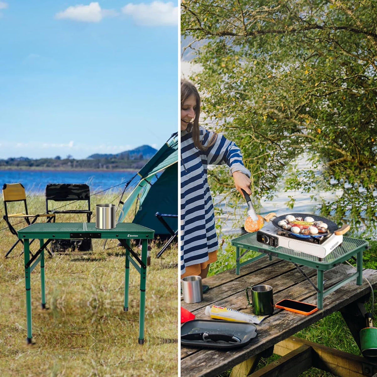 Small Folding Table, Easy for Storage, Compact and Portable Picnic Table for Grill, Outdoor Camping, Garden, Patio, Dining, BBQ, Party, Market, 2Ft (Small, Green)