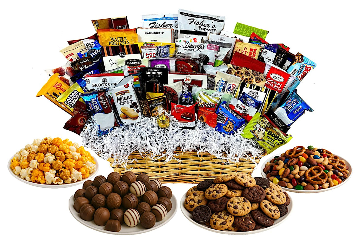 Customizable Gift Basket with Chocolates, Cookies, Snacks & Candy - Handcrafted by Mister Gift Basket - Perfect Birthday, Sympathy, Holiday, Thank