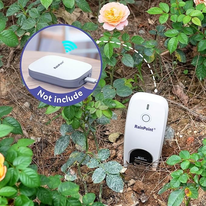 RainPoint 3-in-1 Smart Wireless Soil Moisture Meter for Plants Indoor/Outdoor Without Hub, WiFi APP Temperature Sunlight Sensor for Gardening Lawn Houseplants Monitor Hygrometer