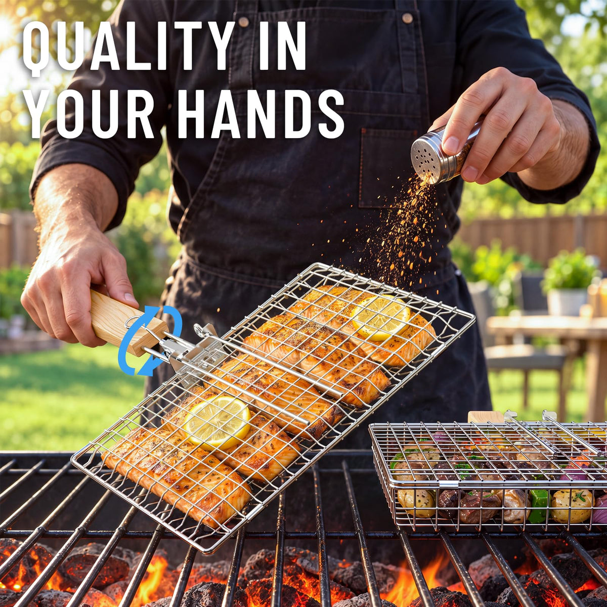 Nesting Grill Basket Set, BBQ Accessories, Outdoor Camping, Gifts for Men