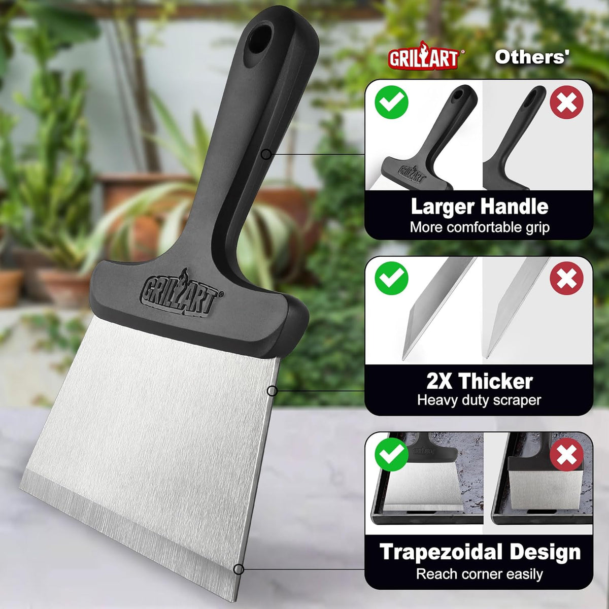 GRILLART Grill Scraper Griddle Cleaning Kit for Blackstone, Flat Top Grill Cleaning Kit (Griddle Scraper Only)