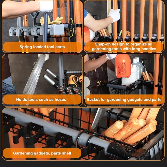 Ultimate Yard Tool Storage Rack with Rolling Casters – Organize All Your Garden Tools Effortlessly