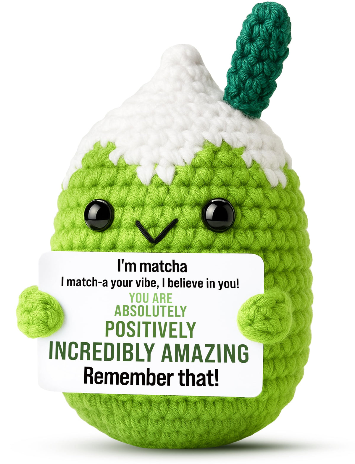 Affirmations Crochet Matcha Buddy - Positive Birthday Gift for Women, Friend, Bestie, Coworker, Mothers day Funny Gifts for Mom - Easter Basket