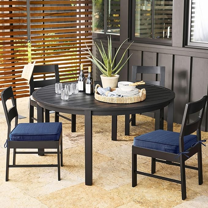 Outdoor Square Corner Seat Cushion, 18.5"x16"x3", Set of 4, Non Slip Seat Cushion Pads with Removable Cover for Patio Furniture, Garden Yard Lawn, Navy