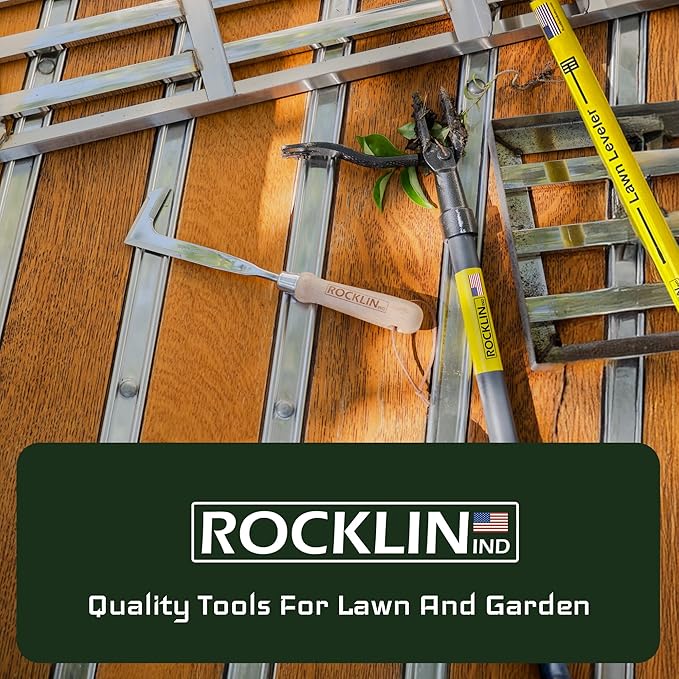 Rocklin™ Stand Up Weed Puller Tool - 4 Claw Steel Head - 48 inch Handle - 100% Metal - Easily Remove Weeds Without Bending or Kneeling (WeedPuller2.0)