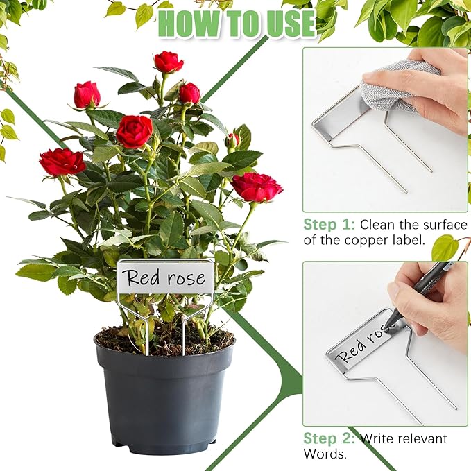 Moxweyeni 60 Pcs Metal Garden Tags Plant Labels for Garden Waterproof Plant Markers with 2 Permanent Pen Planting Nursery Tags Reusable Labels Stake for Plants(Aluminum,6 Inch)