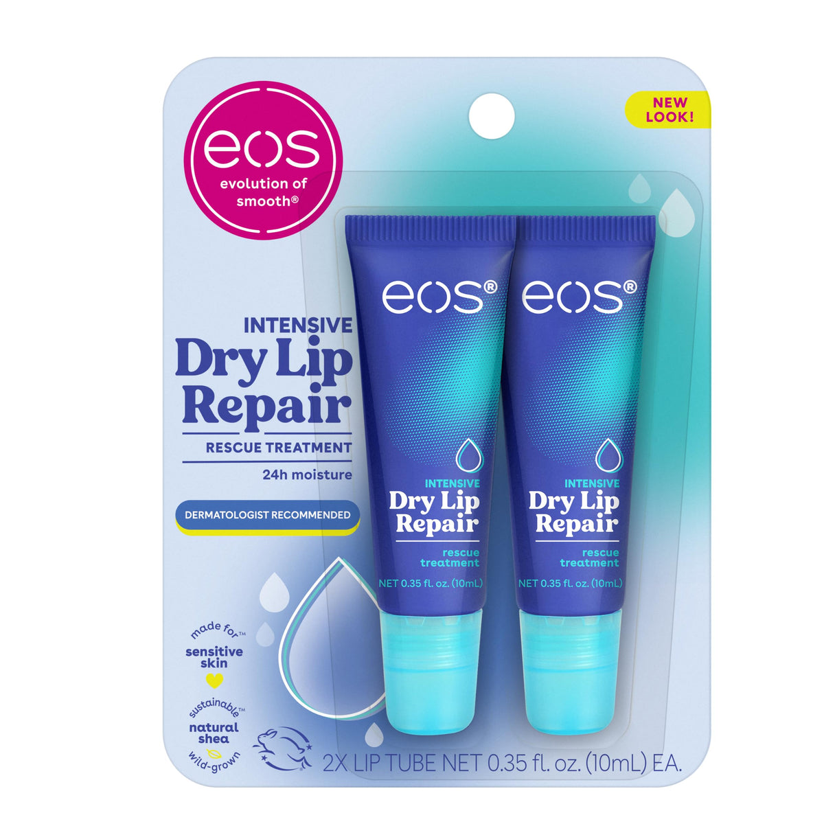 eos The Hero Lip Repair- Strawberry Extract, for Dry Skin, 0.35 oz, 2-Pack
