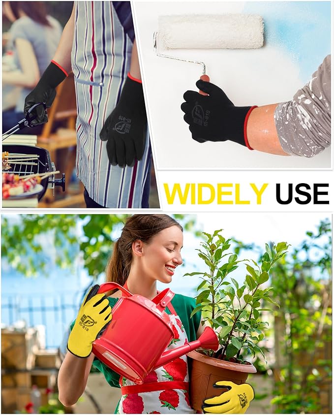 Nuogo 48 Pairs Gardening Gloves for Men Women Rubber Coated Safety Work Gloves Bulk for Gardening Construction Work