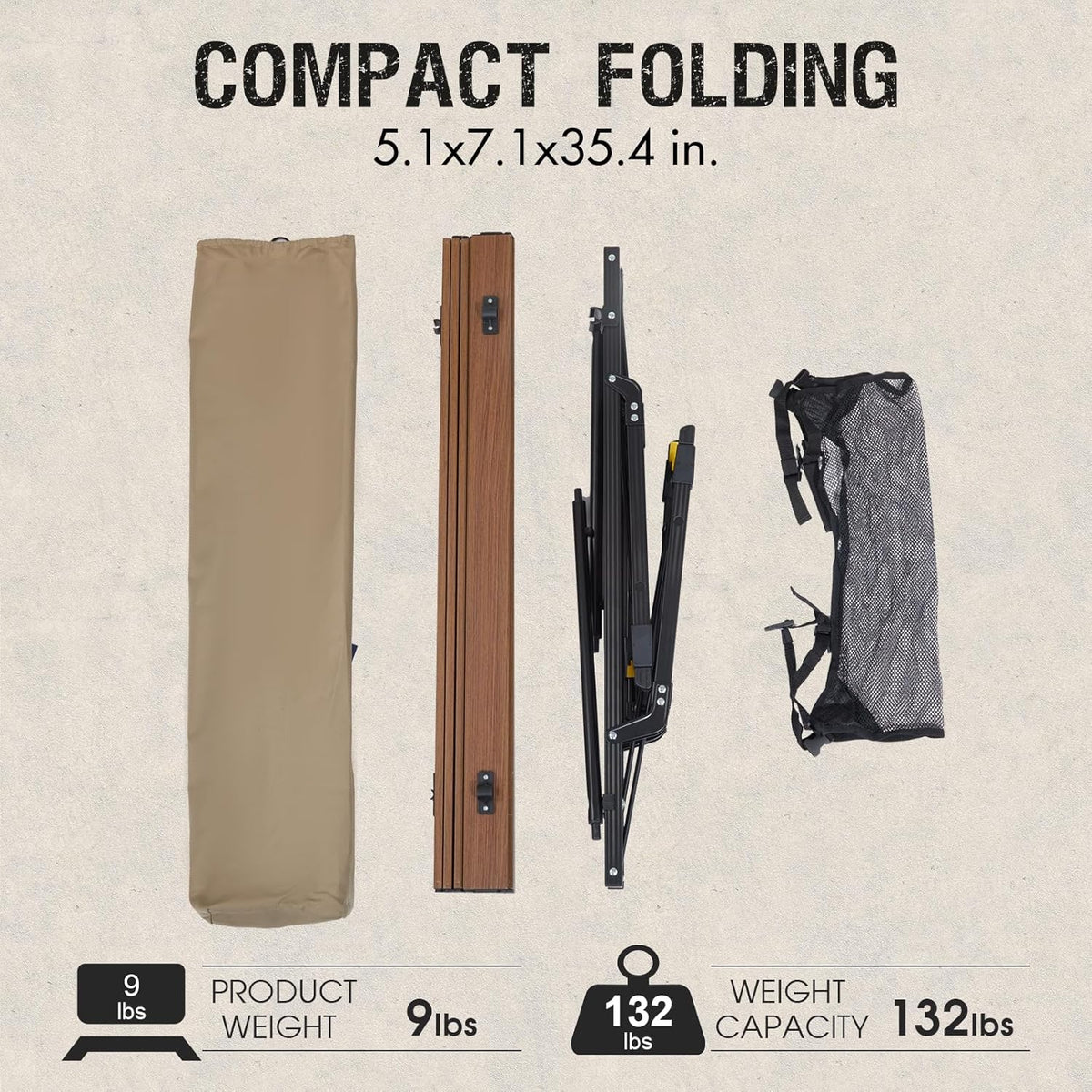 PORTAL Camping Table Portable Folding Table Ultra Lightweight Folding Camp Table 4 Adjustable Legs Aluminum Roll Up Table Top with Carry Bag for Outdoor Travel Backyards BBQ