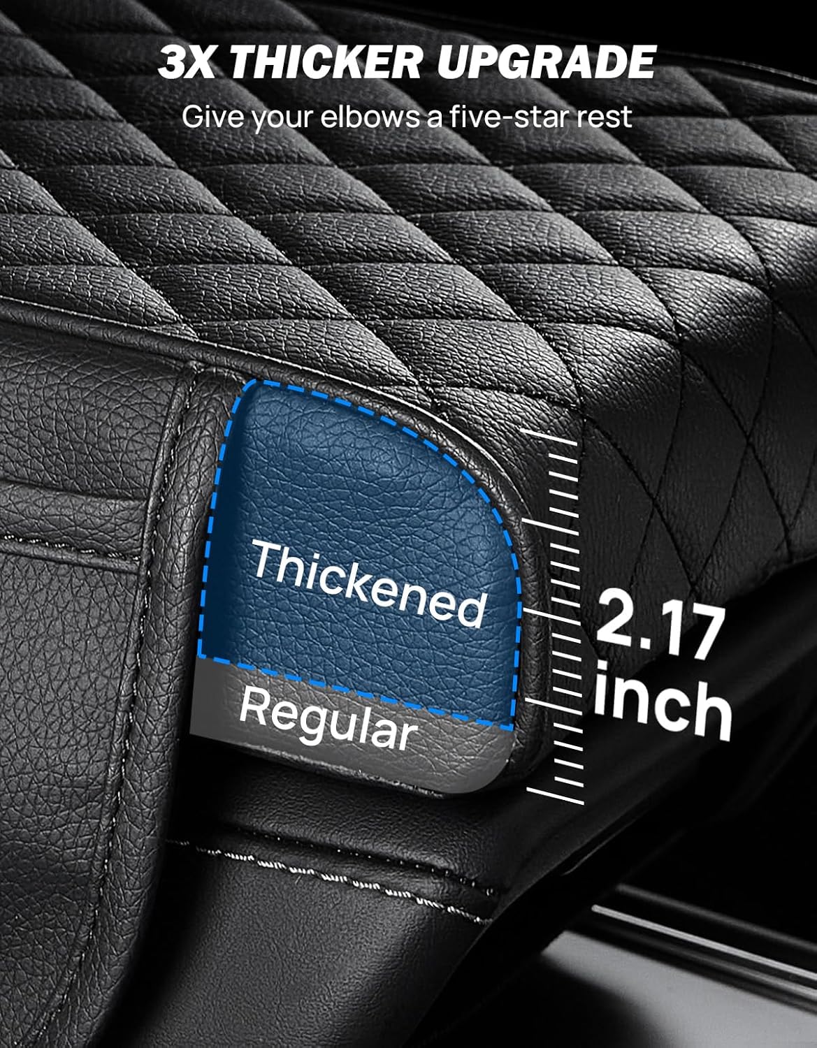 JOYTUTUS Center Console Cover for SUV Sedan, Thick Arm Rest Pad with Storage Bag Leather Middle Console Protector, ‎12.6" x 7.8" x 2.16"