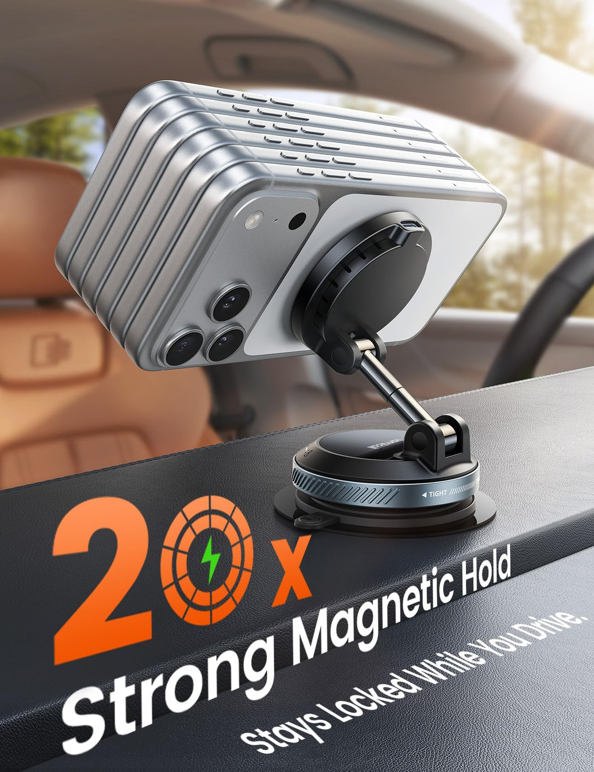 Lamicall 15W for MagSafe Car Mount Charger, 360° Wireless Car Phone Holder