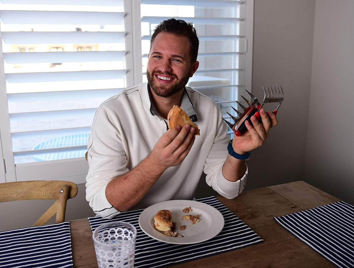 Meat Claws Stainless Steel - Premium Soft Rubber Handles for Ultimate Comfort and Grip! Wolverine Claws shreds Pulled Pork and BBQ Meat quickly and easily!