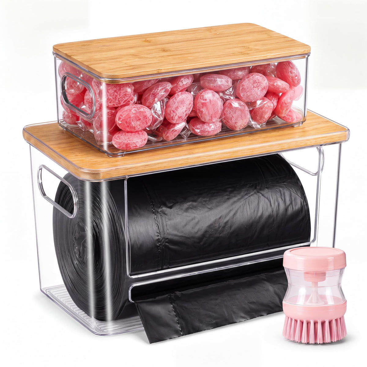 2-Pack Trash Bag Holder for Kitchen, Acrylic Trash Bag Dispenser