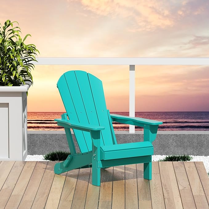 Westin Outdoors Laguna WO Home Outdoor Adirondack Folding Chair Lounger Seat Traditional Retro Home Furniture for Beach, Balcony, Backyard, Lawn, Patio, Pool, Deck, Garden (Turquoise)