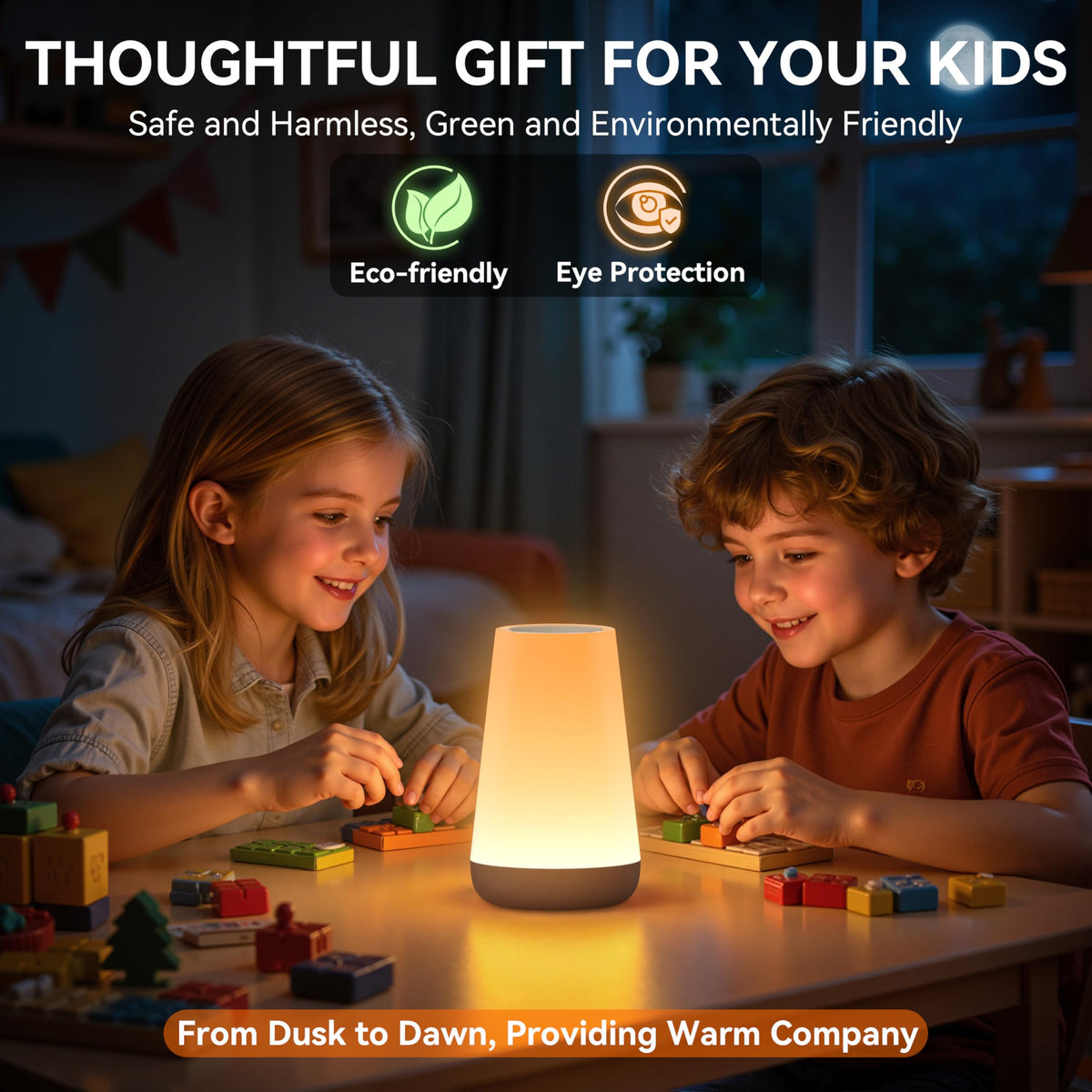 Auxmir Rechargeable Night Light, Touch Table Lamp with Remote, Dark Brown
