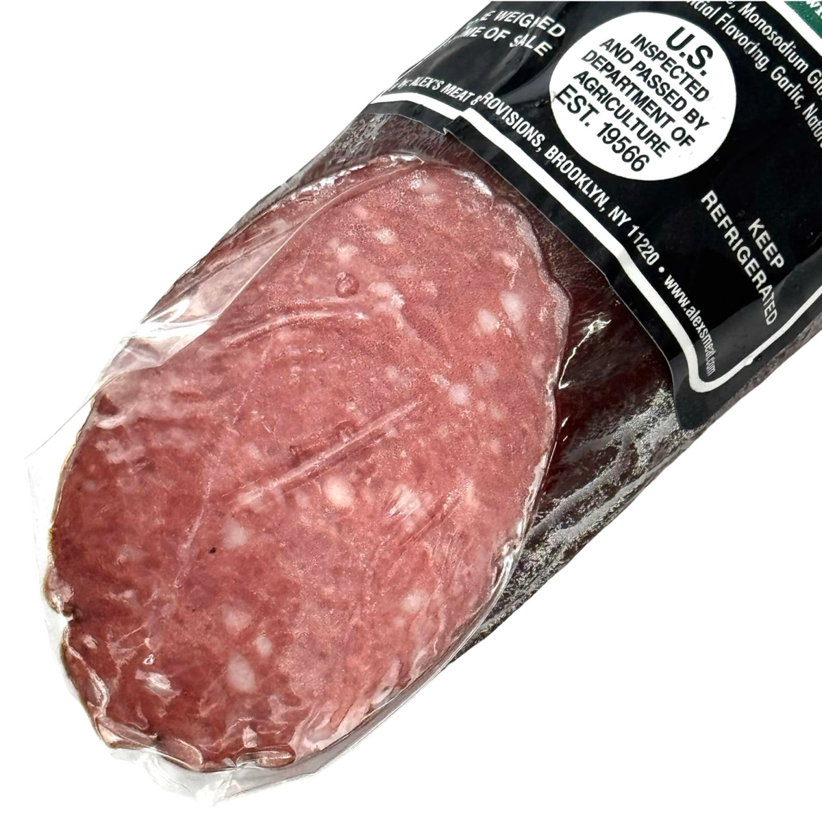 Alex’s Meat - Kiev Brand Dry Salami Chunk - Traditional Eastern European Air-Dried Sausage, Bold Flavor, Coarse-Cut, Ready to Slice, Perfect
