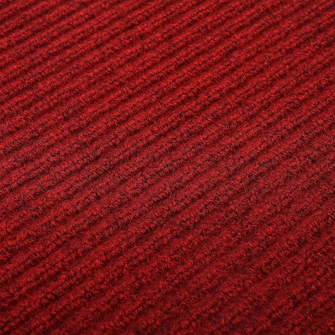fani Heavy Duty Large Outdoor Indoor Entrance Black Doormat Waterproof Low Profile Entrance Rug Front Door Mat Patio Anti-Skid Rubber Back, 35x72 inch (Red)
