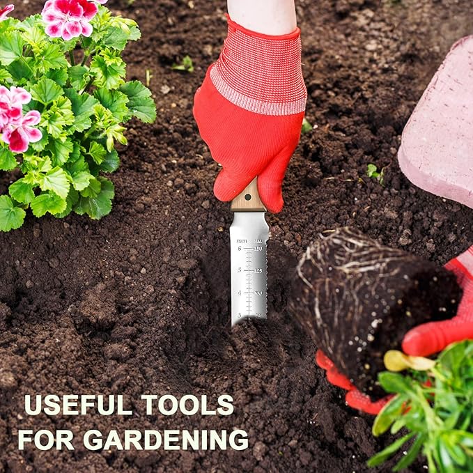 ZHENHAN Hori Hori Garden Knife- 7.2" Multi-Purpose Garden Knife with Heavy-Duty Stainless Steel Blade & Ergonomic Grip for Digging,Planting,Weeding(Silver)