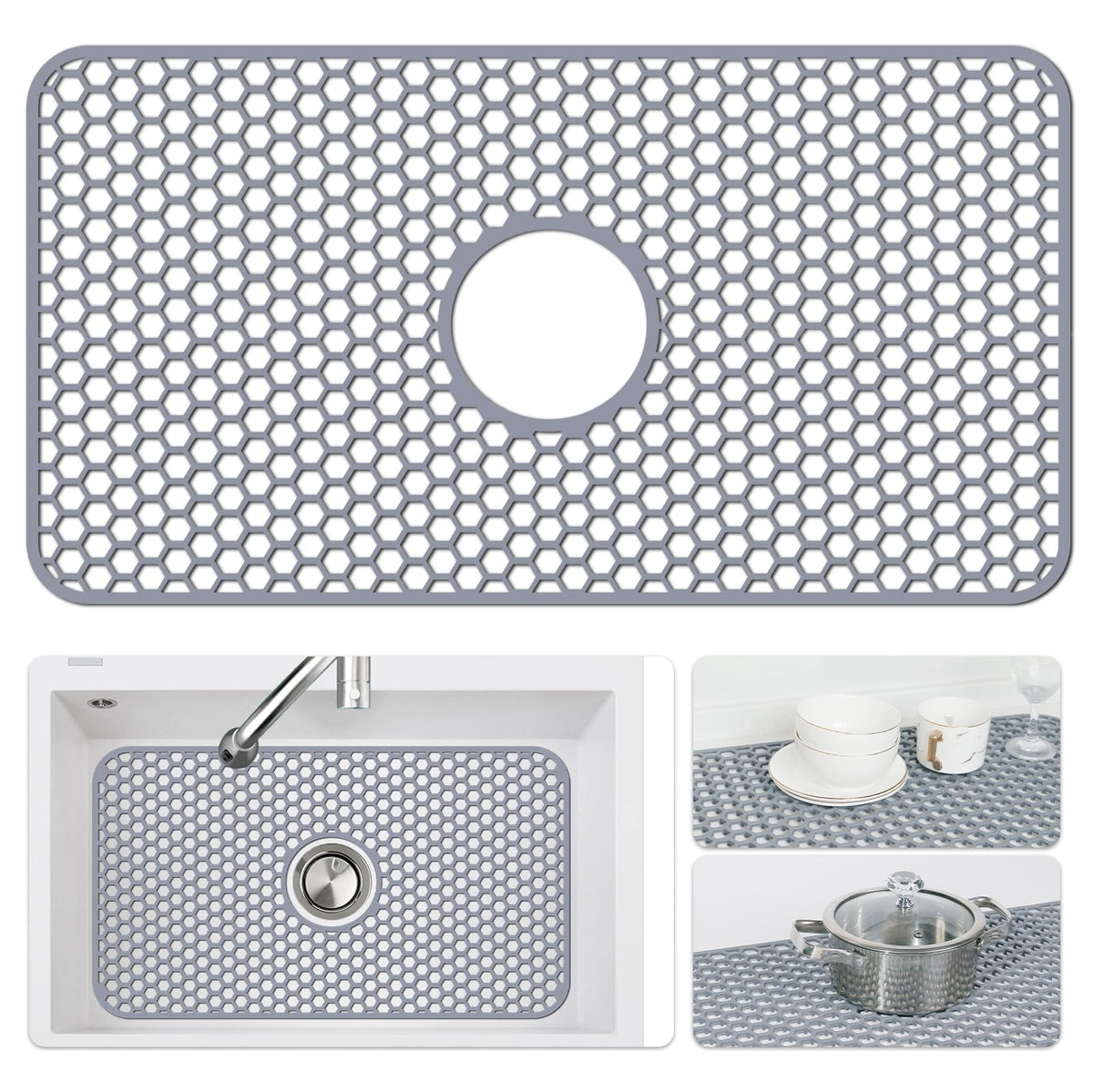 Bestjing Silicone Sink Protectors for Kitchen Sink-26"x 14" Center Drain