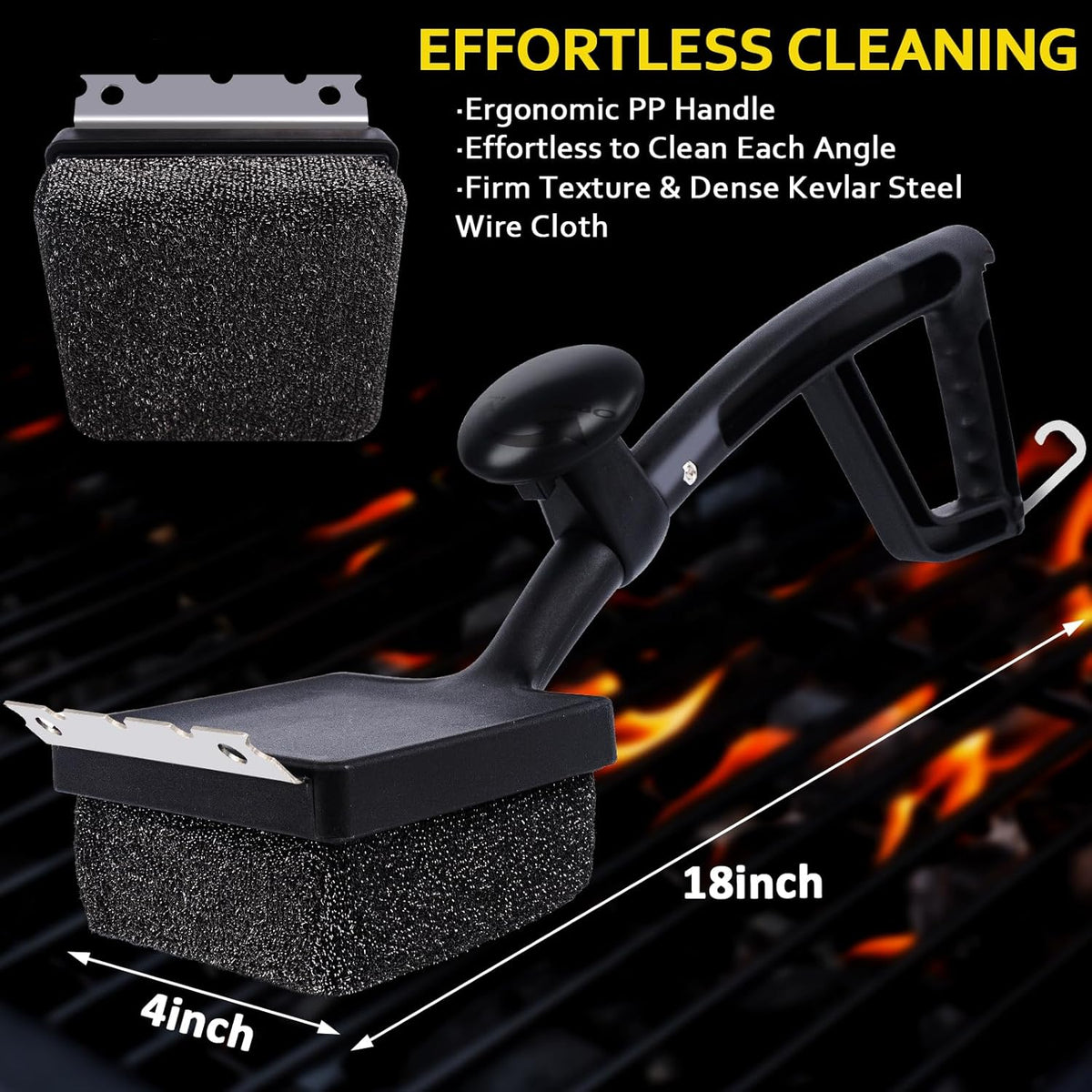 Grill Brush Brsitle Free, Replacement Cleaning Head, Heat-Resistant Kevlar Head for Steam Grill Brush(Only Replaceable Cleaning Head)