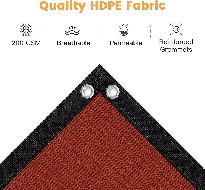 VICLLAX Shade Fabric Sun Shade Cloth with Every 2 FT Grommets for Patio Garden Pergola Cover Canopy 4x7 FT, Rust Red