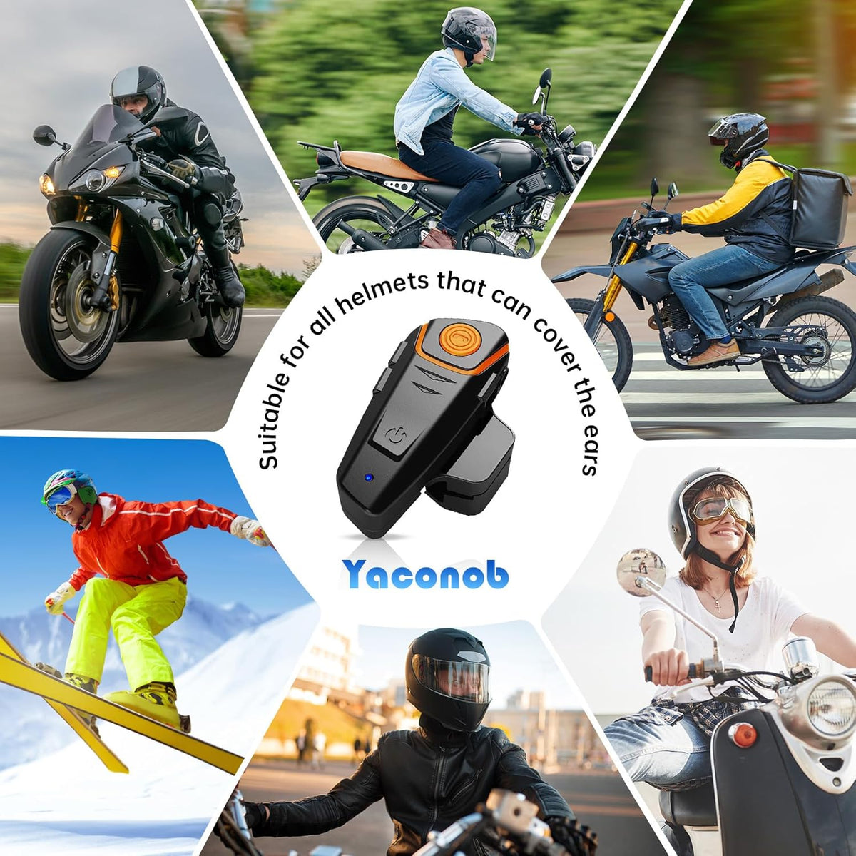 Helmet Bluetooth Headset Bt-S2ns, 1000m Helmet Communication System, Connect Up to 3 People 2 People Talk at The Same Time（2pack）