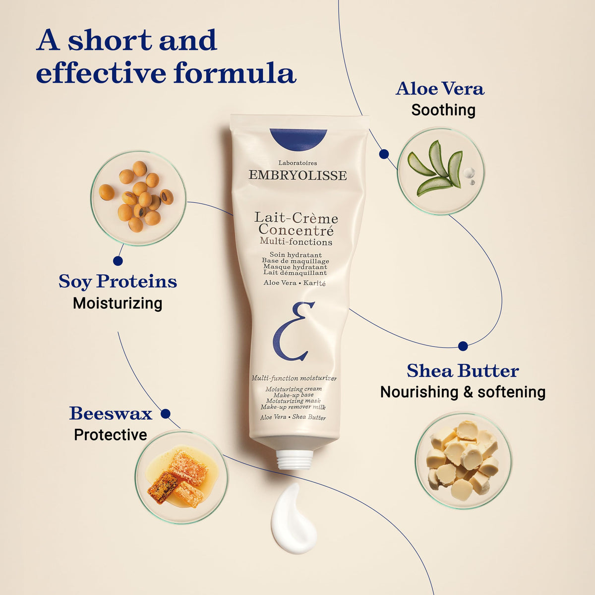 Embryolisse Lait-Crème Concentré Face Moisturizer and Makeup Primer, French Face Cream With Shea Butter & Aloe Vera, 2.54 Fl Oz