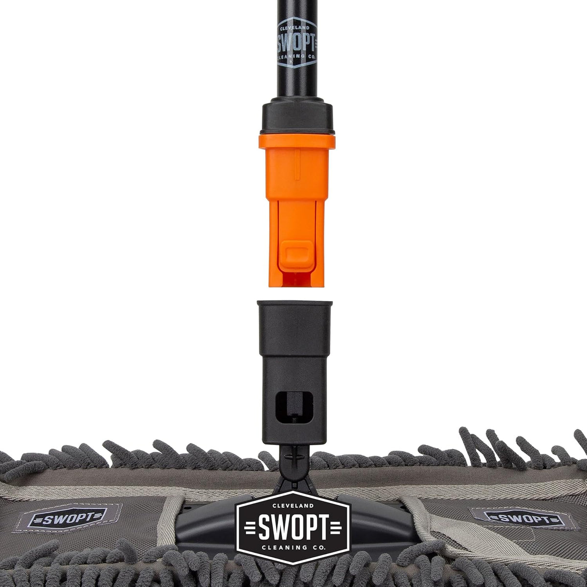 SWOPT 18” Microfiber Dust Mop + 60" Steel Handle, Combo — Dust Mop Head with Long Handle Interchangeable with All SWOPT Cleaning Products — Clean Hard-to-Reach Areas, Machine Washable