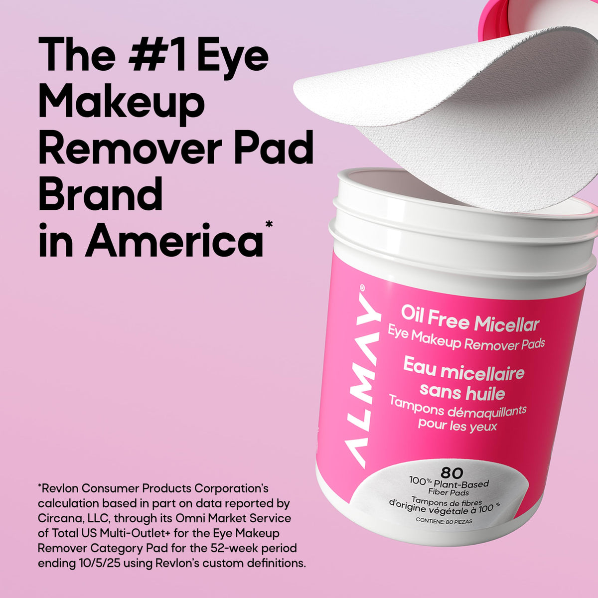 Almay Oil-Free Micellar Eye Makeup Remover Pads, 2 Pack
