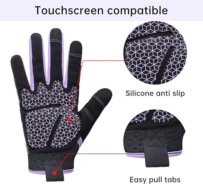 HANDLANDY Women Safety Work Gloves Utility Touch Screen Working Grip Glove for Yardwork Gardening Breathable Mechanic Gloves