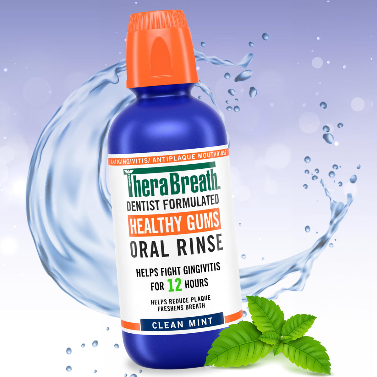 TheraBreath Healthy Gums Oral Rinse, Clean Mint, 16 fl oz, 2-Pack