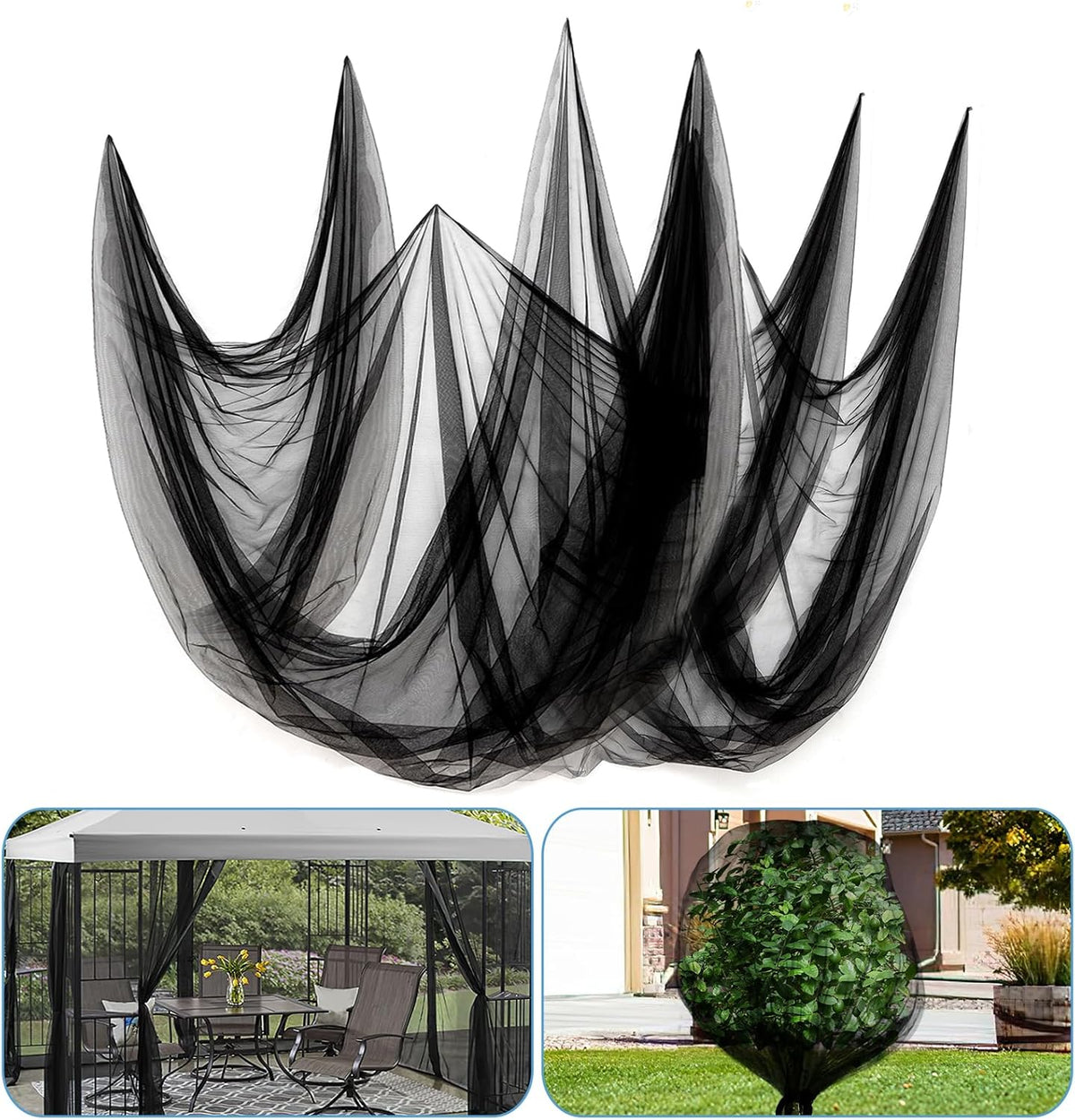 33x10ft Large Mosquito Net, Mesh Netting for Garden Skin and Plants Protection, Patio Bird Bug Screen, Black