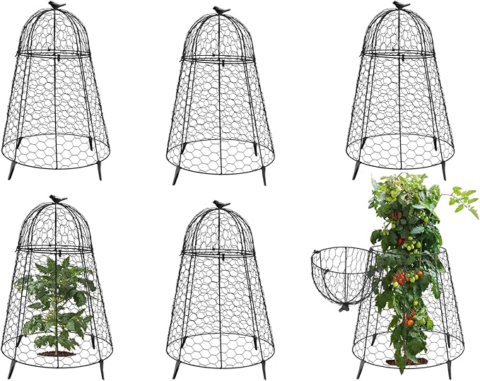 Plant Protector Chicken Wire Cloche 6 PCS, Plant Protectors from Animals, 18.7×12 Inch Large Garden Cloches for Plants, Sturdy 2-in-1 Cloche Dome for Plants, Plant Protectors for Easy Pruning