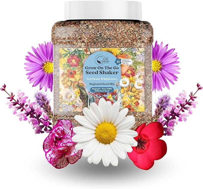 Regional Wildflower - Northeast USA Wildflowers - 100% Pure Seed - Organic, Non-GMO - 21 Wildflower Variety Seeds of Annual & Perennial, 1 LB Tub